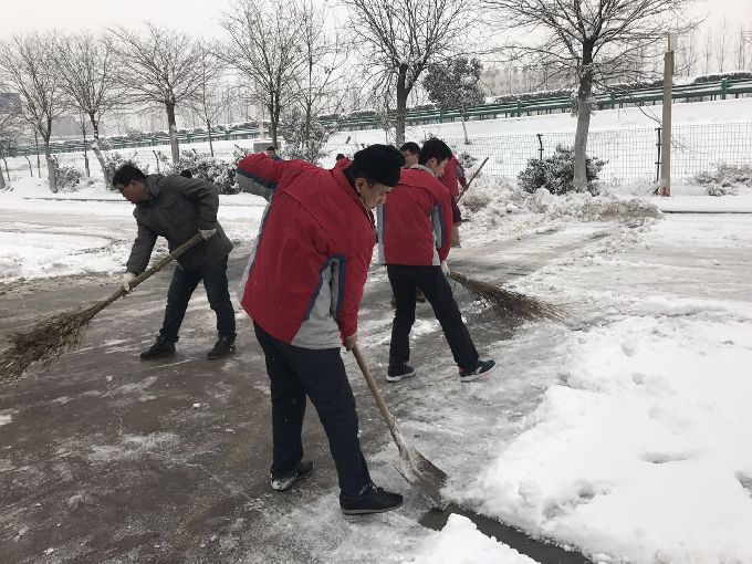 公司积极组织扫雪,确保员工安全出行